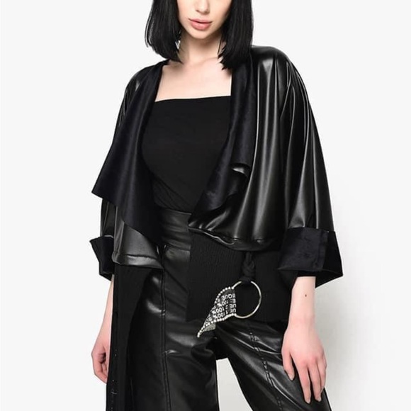 New NWT BLACK vegan leather jacket size M/L - Picture 3 of 11